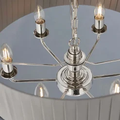 Highclere 6 Light Nickel & Charcoal Pleated Ceiling Pendant