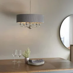 Highclere 6 Light Nickel & Charcoal Pleated Ceiling Pendant