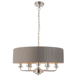 Highclere 6 Light Nickel & Charcoal Pleated Ceiling Pendant