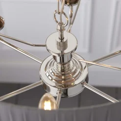 Highclere 6 Light Nickel & Charcoal Pleated Ceiling Pendant