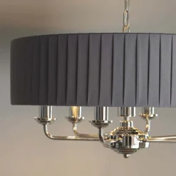 Highclere 6 Light Nickel & Charcoal Pleated Ceiling Pendant