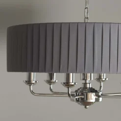 Highclere 6 Light Nickel & Charcoal Pleated Ceiling Pendant