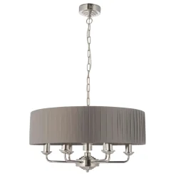 Highclere 6 Light Nickel & Charcoal Pleated Ceiling Pendant