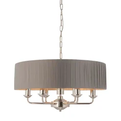 Highclere 6 Light Nickel & Charcoal Pleated Ceiling Pendant