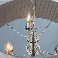 Highclere 3 Light Nickel & Charcoal Pleated Ceiling Pendant