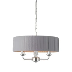 Highclere 3 Light Nickel & Charcoal Pleated Ceiling Pendant