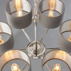 Highclere 6 Light Nickel & Charcoal Chandelier