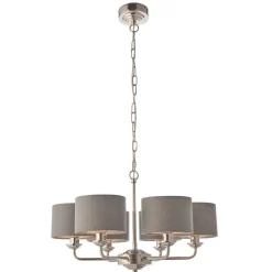 Highclere 6 Light Nickel & Charcoal Chandelier