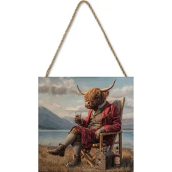 Highland Another Dram By Loch 20x20 Wood Block