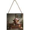 Highland Bathing Beauty 20x20 Wooden Block