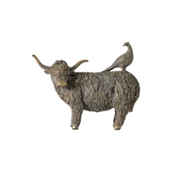Highland Cow & Pheasant Brushed Gold Ornament