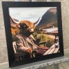 Highland Cow in Suit Wall Art with Black Frame