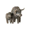 Highland Cow Mum & Calf Brushed Gold Ornament