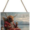 Highland Dram By The Loch 20x20 Wooden Block