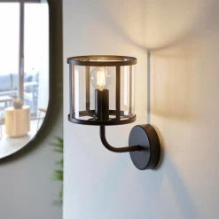 Hopton 1 Light Matte Black Wall Light