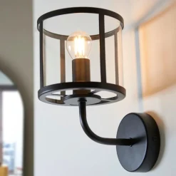 Hopton 1 Light Matte Black Wall Light