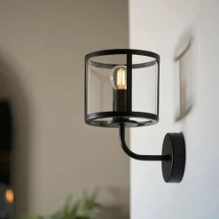 Hopton 1 Light Matte Black Wall Light