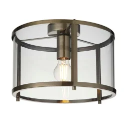 Hopton Antique Brass Flush Ceiling Light