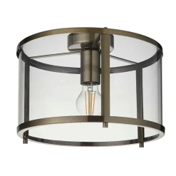 Hopton Antique Brass Flush Ceiling Light