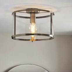 Hopton Antique Brass Flush Ceiling Light
