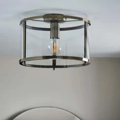 Hopton Antique Brass Flush Ceiling Light