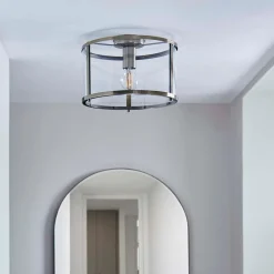 Hopton Antique Brass Flush Ceiling Light