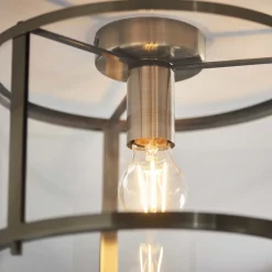 Hopton Antique Brass Flush Ceiling Light