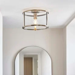 Hopton Antique Brass Flush Ceiling Light