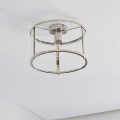 Hopton Flush Polished Nickel Ceiling Light