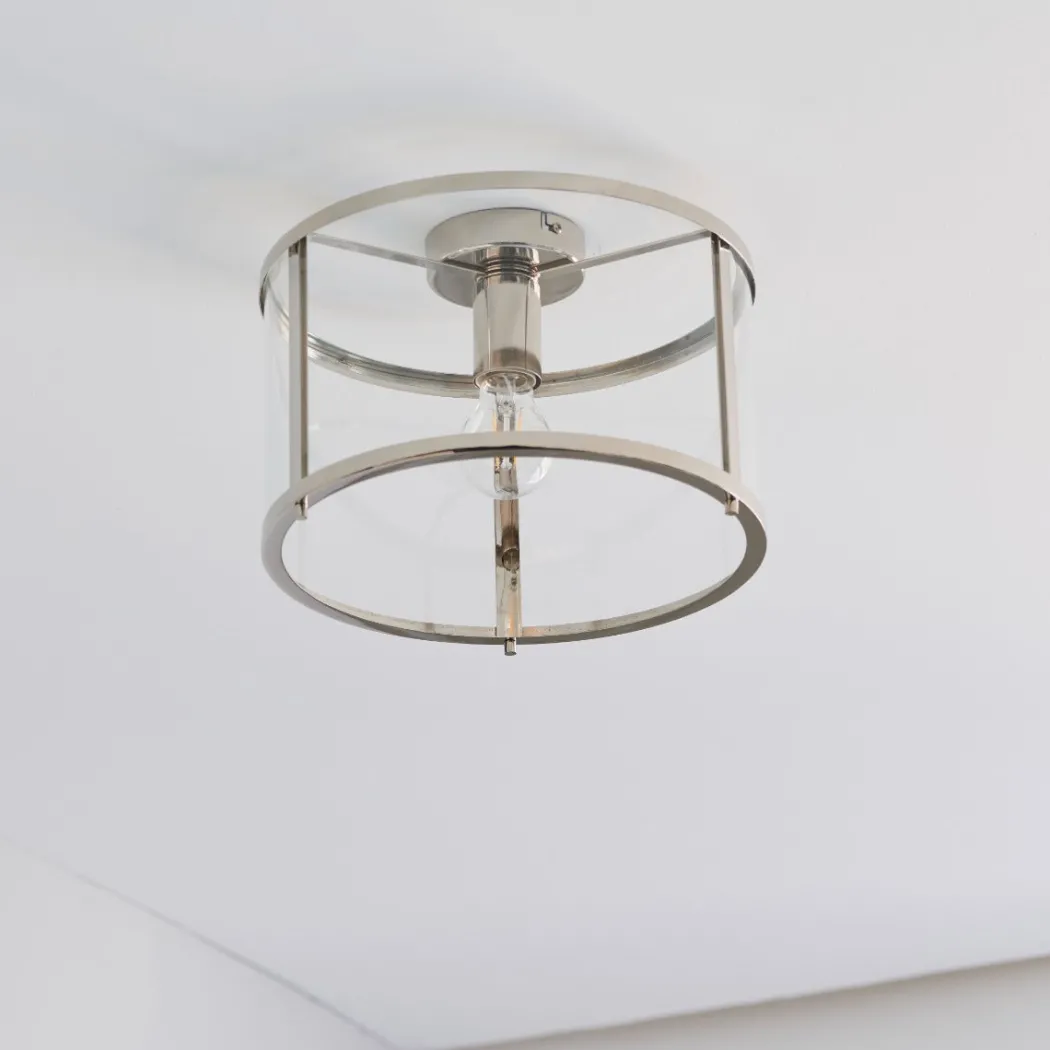 Hopton Flush Polished Nickel Ceiling Light