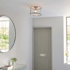 Hopton Flush Polished Nickel Ceiling Light