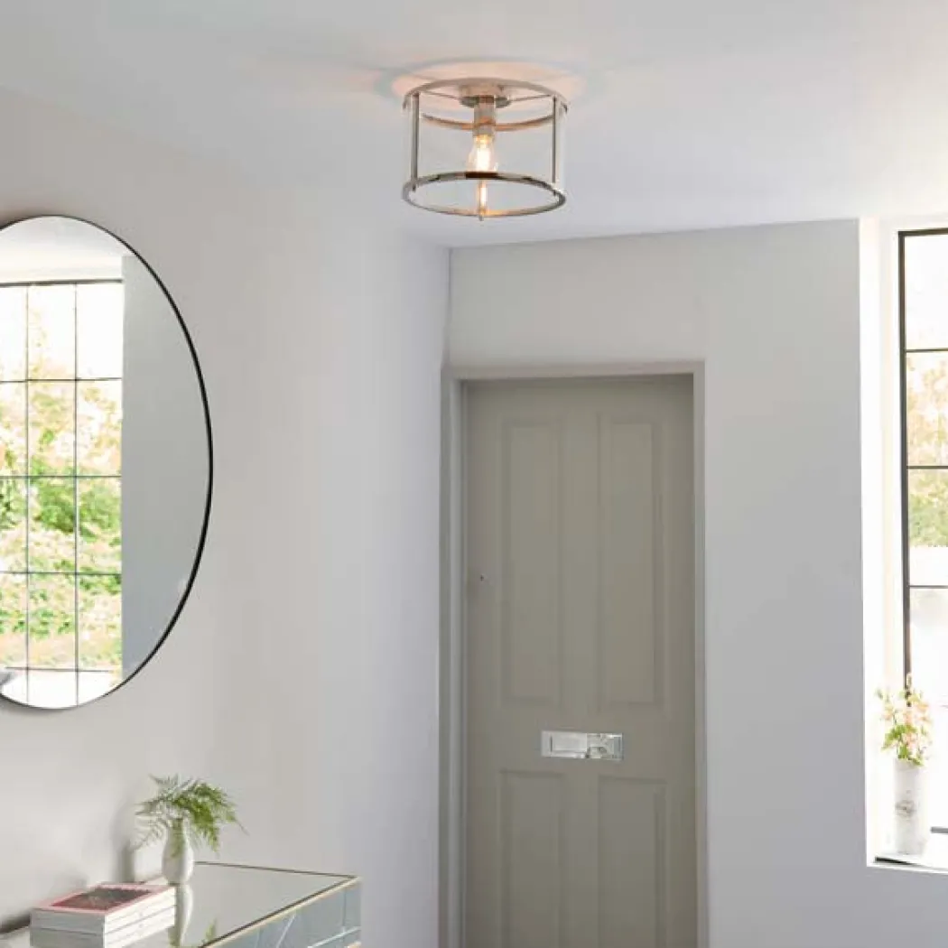 Hopton Flush Polished Nickel Ceiling Light