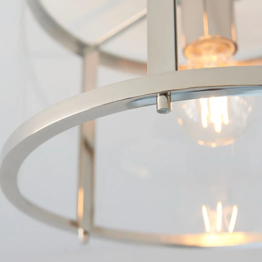 Hopton Flush Polished Nickel Ceiling Light