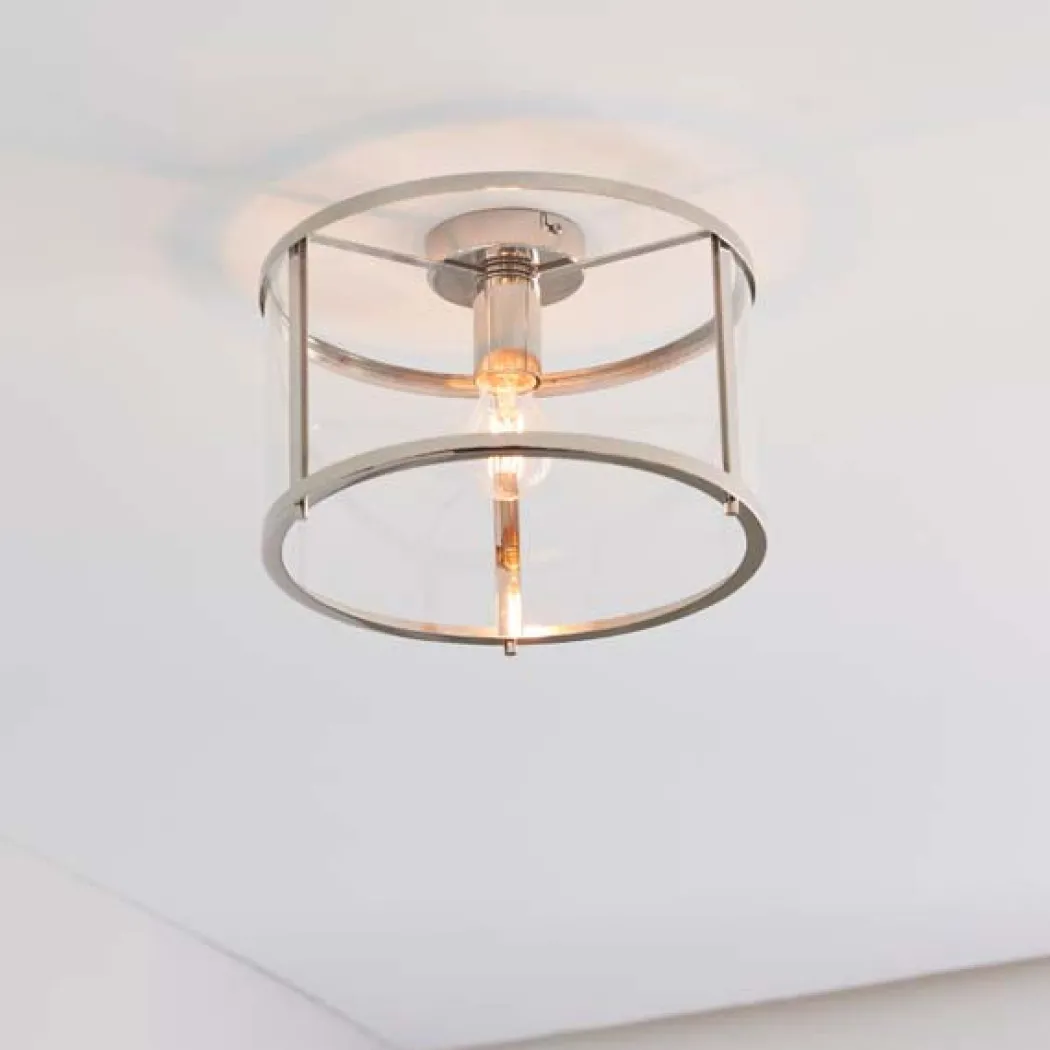 Hopton Flush Polished Nickel Ceiling Light