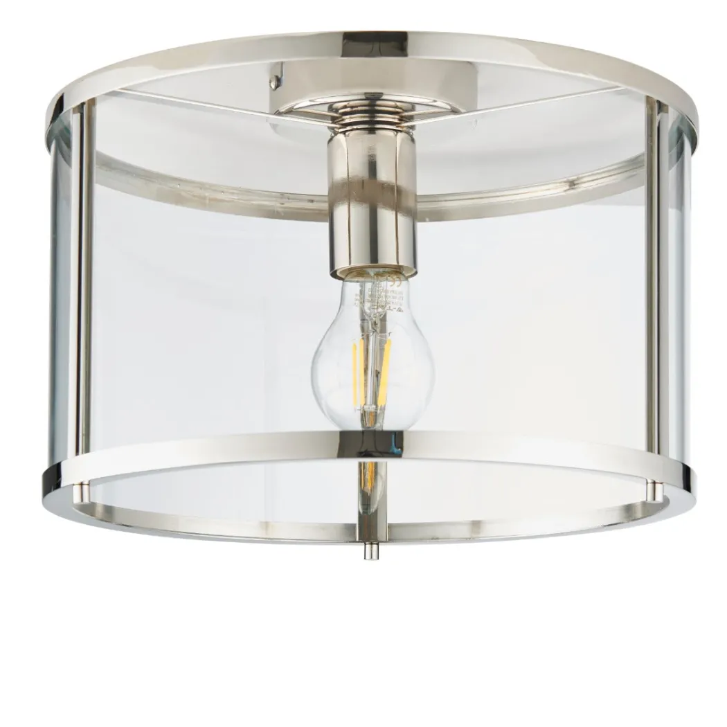 Hopton Flush Polished Nickel Ceiling Light
