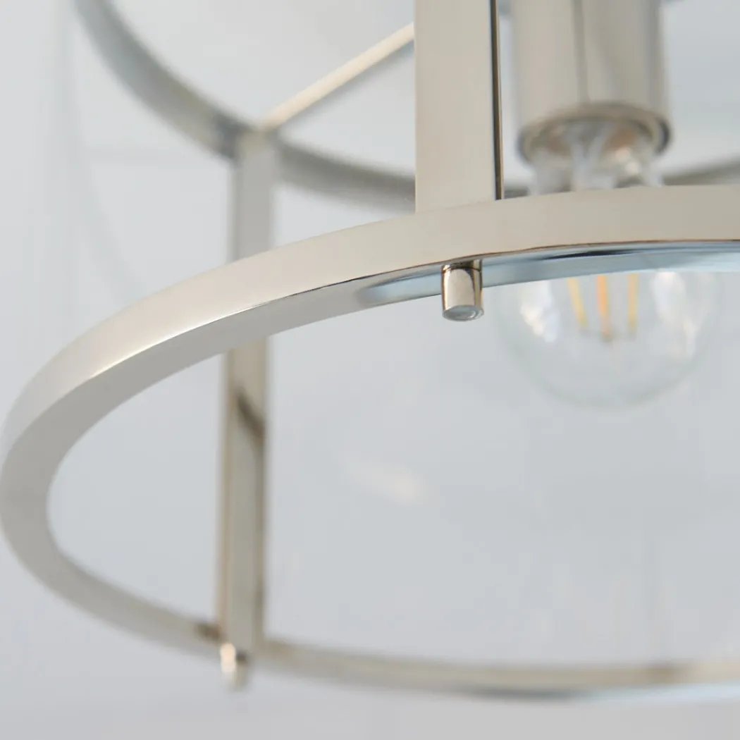 Hopton Flush Polished Nickel Ceiling Light