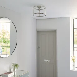Hopton Flush Polished Nickel Ceiling Light