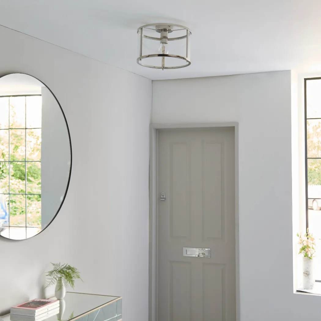 Hopton Flush Polished Nickel Ceiling Light