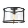 Hopton Matte Black & Glass Flush Ceiling Light