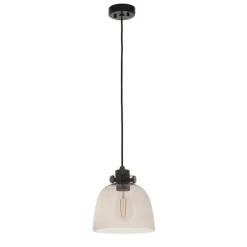 Hoyo Smoked Glass and Black 1 Light Pendant