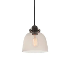 Hoyo Smoked Glass and Black 1 Light Pendant