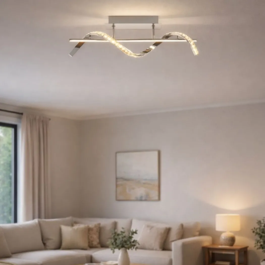Hyde Chrome And Crystal Semi-Flush LED Ceiling Light