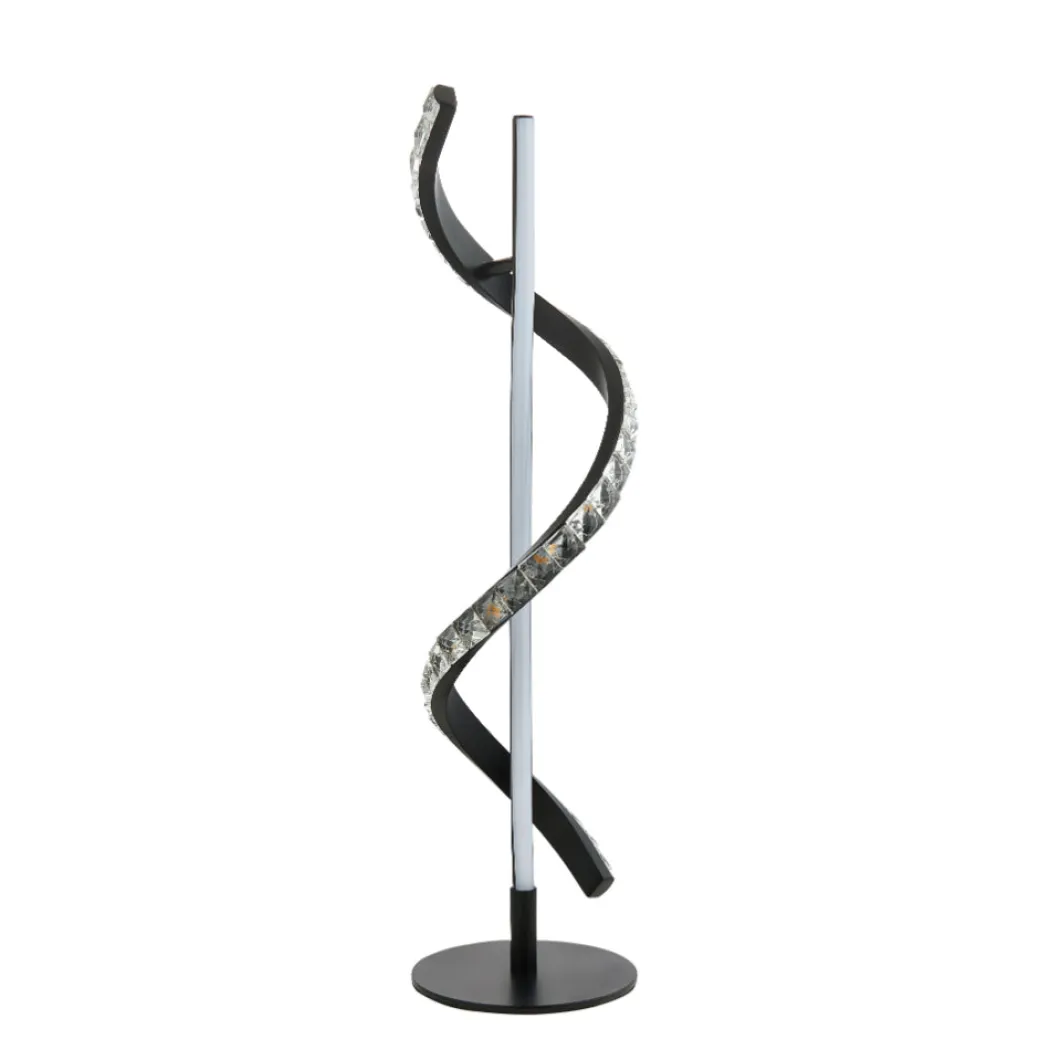Hyde Matte Black And Crystal LED Table Lamp
