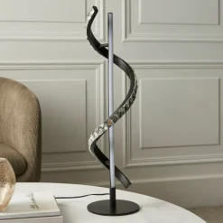 Hyde Matte Black And Crystal LED Table Lamp