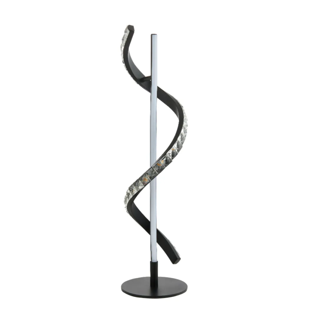 Hyde Matte Black And Crystal LED Table Lamp