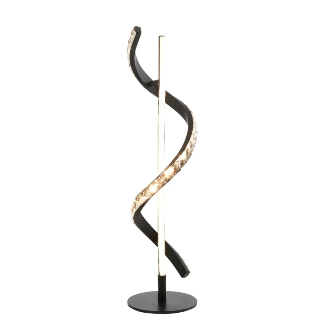 Hyde Matte Black And Crystal LED Table Lamp