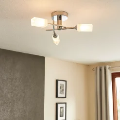 Icarus 3 Light Semi Flush Ceiling Light Polished Chrome