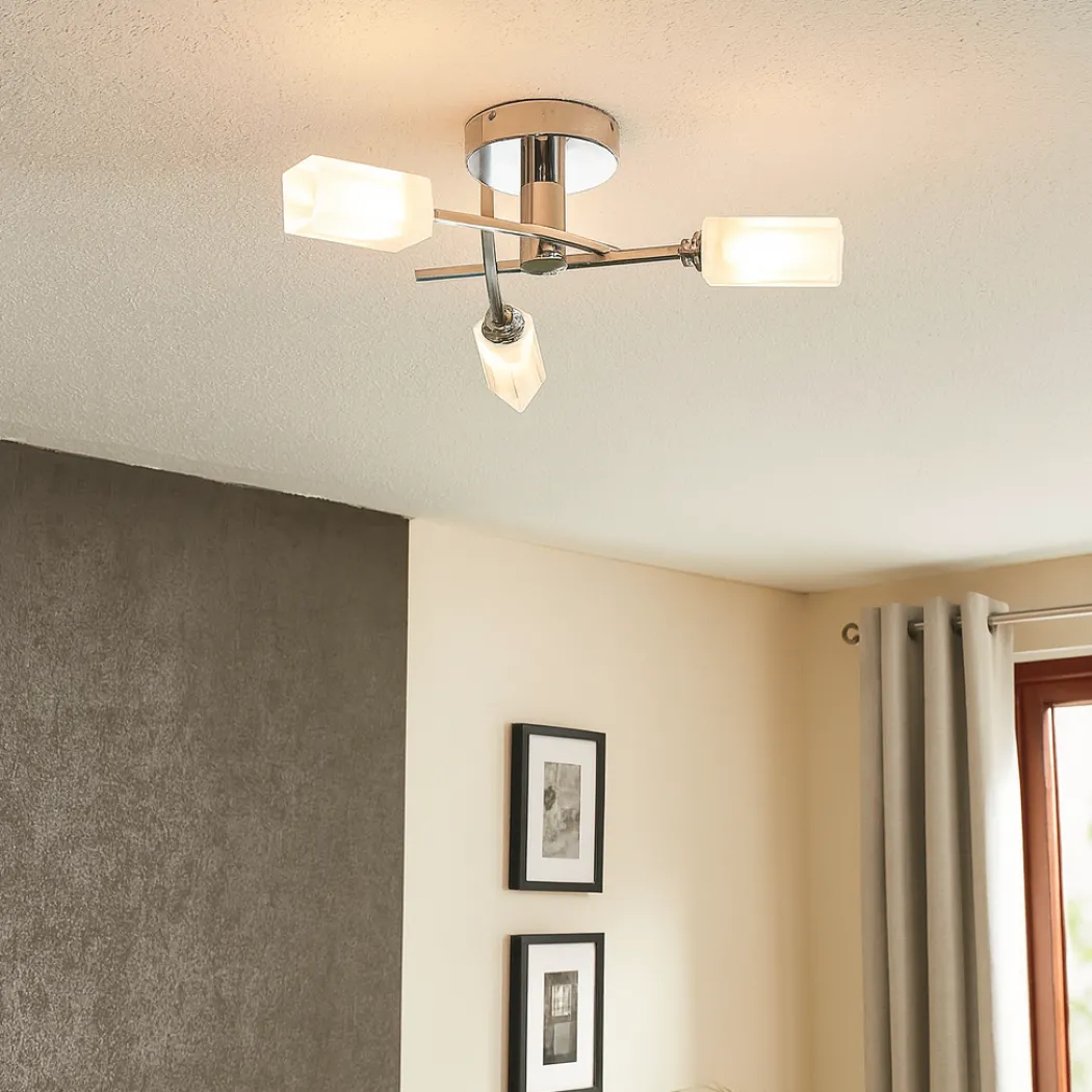 Icarus 3 Light Semi Flush Ceiling Light Polished Chrome