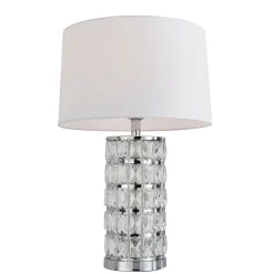 Indus Jewelled Cylinder Off White Table Lamp