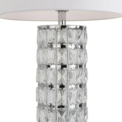 Indus Jewelled Cylinder Off White Table Lamp
